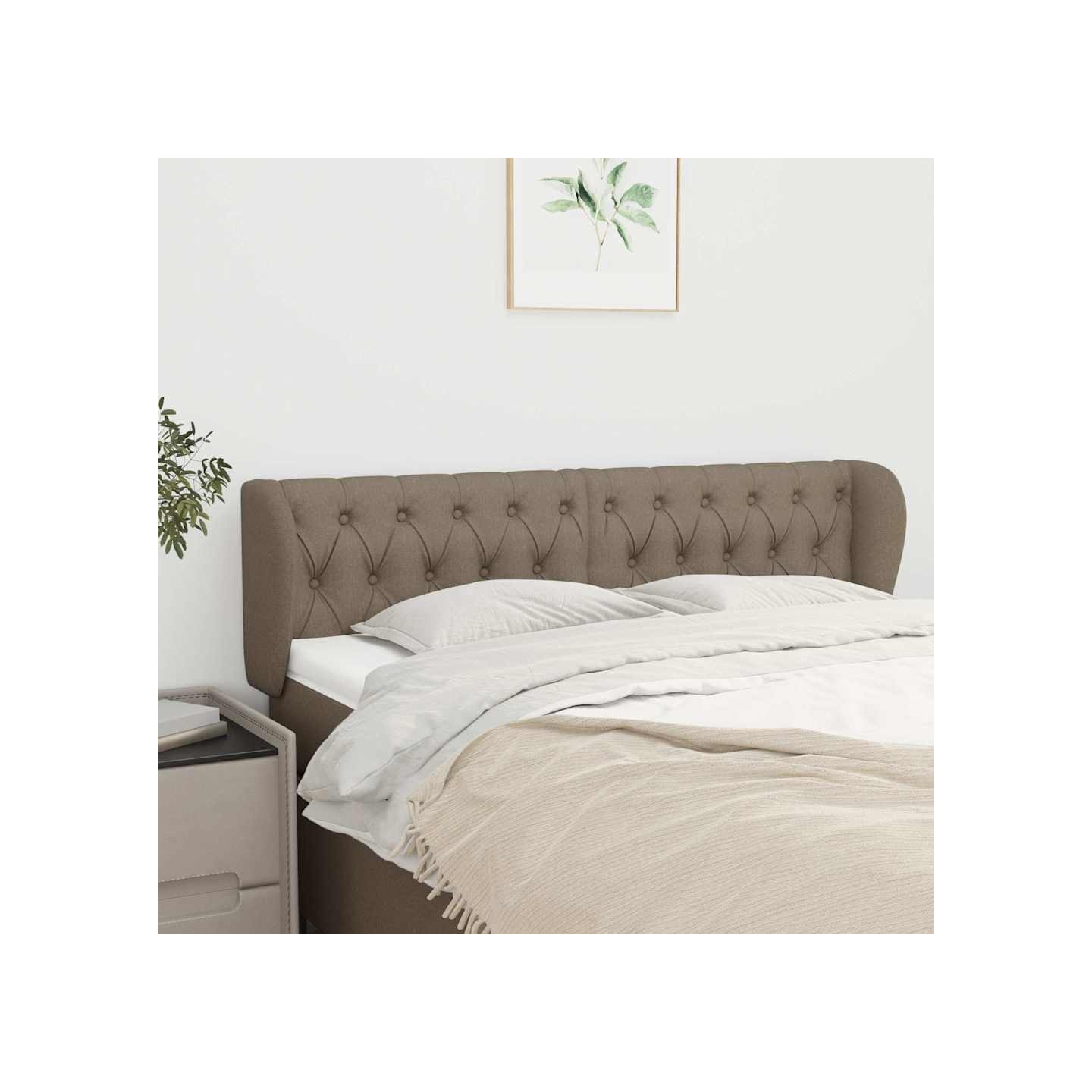 Tête de lit avec oreilles Taupe 163x23x78/88 cm Tissu