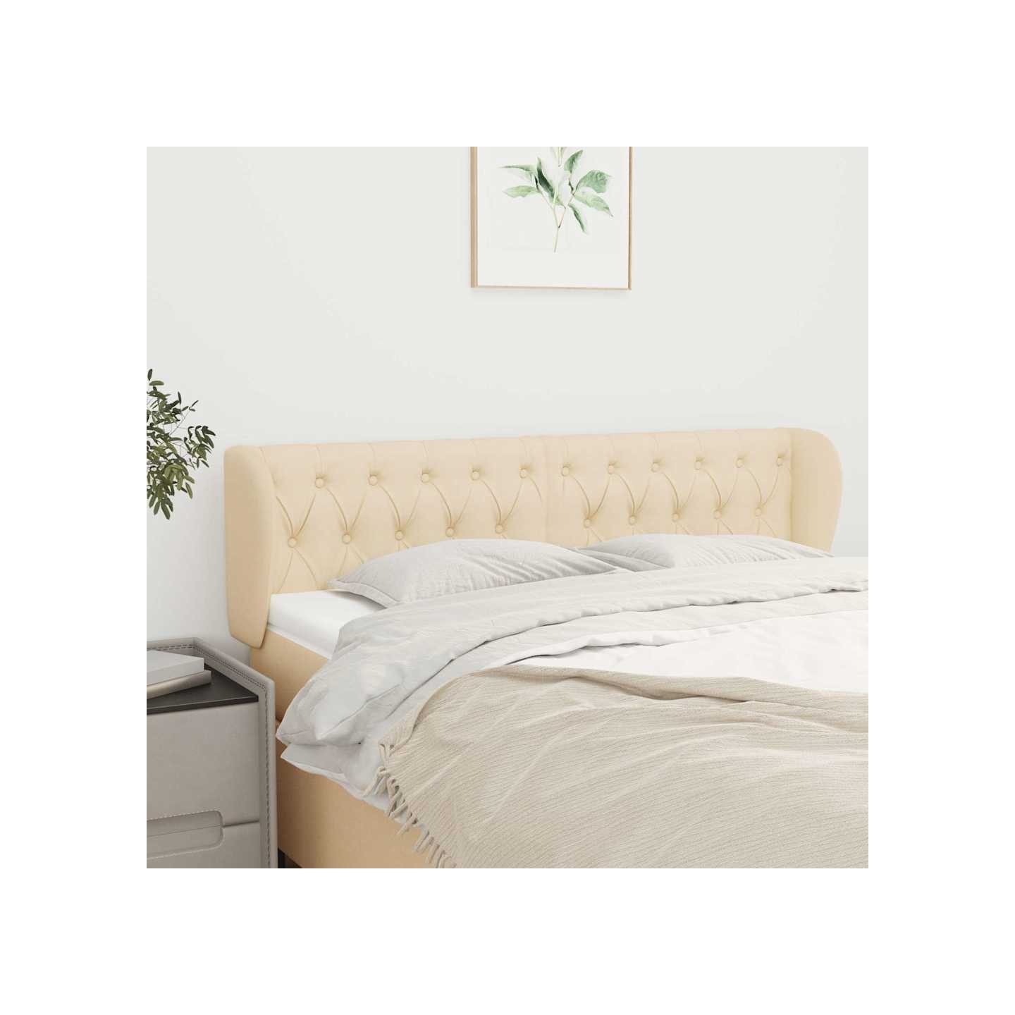 Tête de lit avec oreilles Crème 147x23x78/88 cm Tissu
