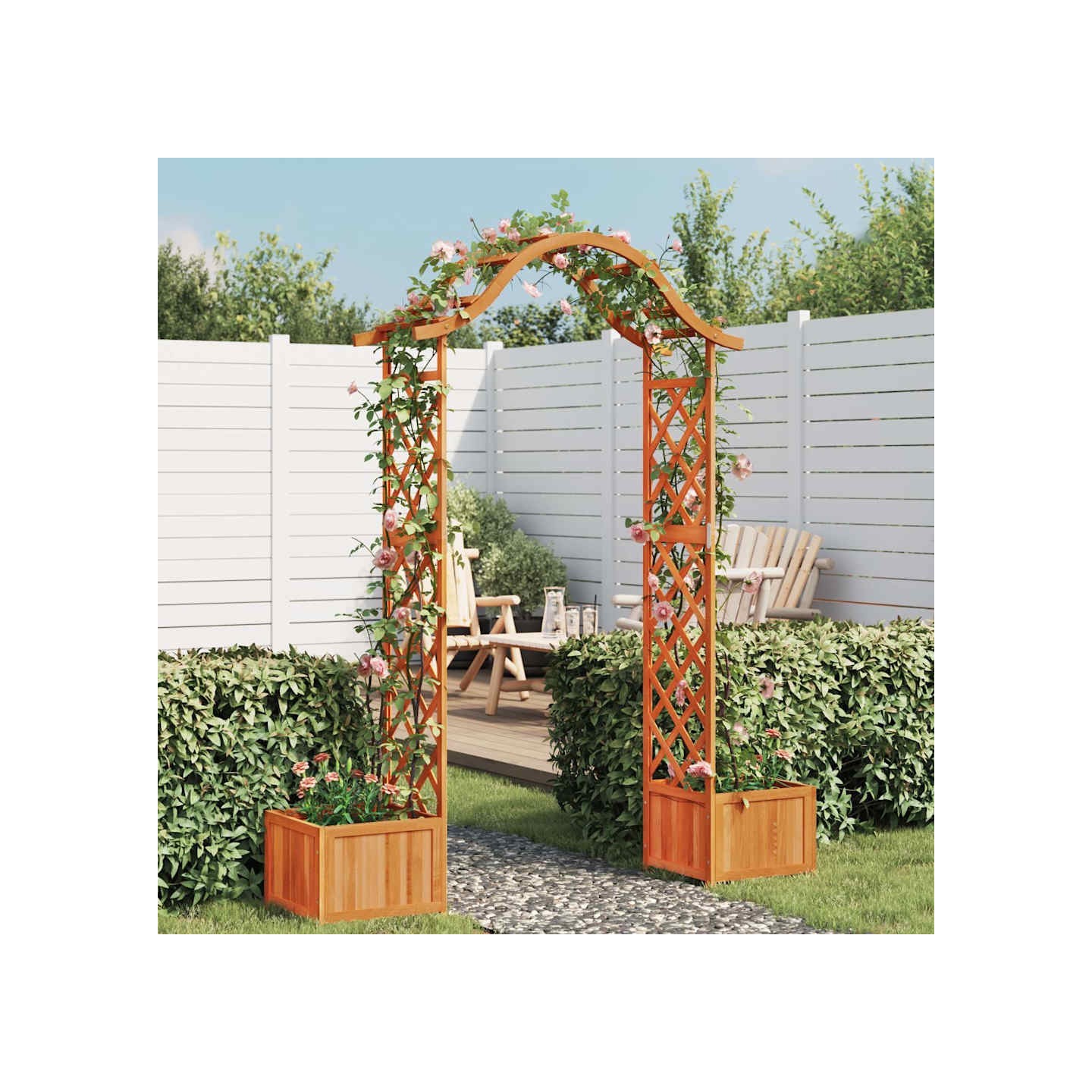 Pergola de jardin avec jardinière Bois pin massif