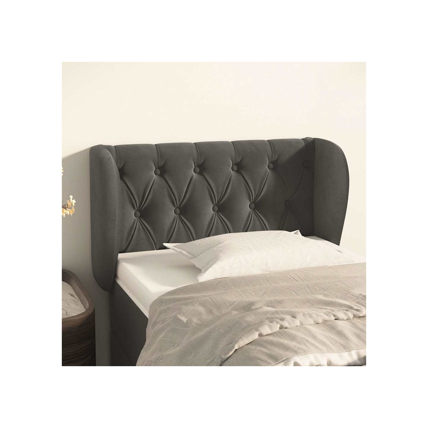 Tête de lit avec oreilles Gris foncé 83x23x78/88 cm Velours
