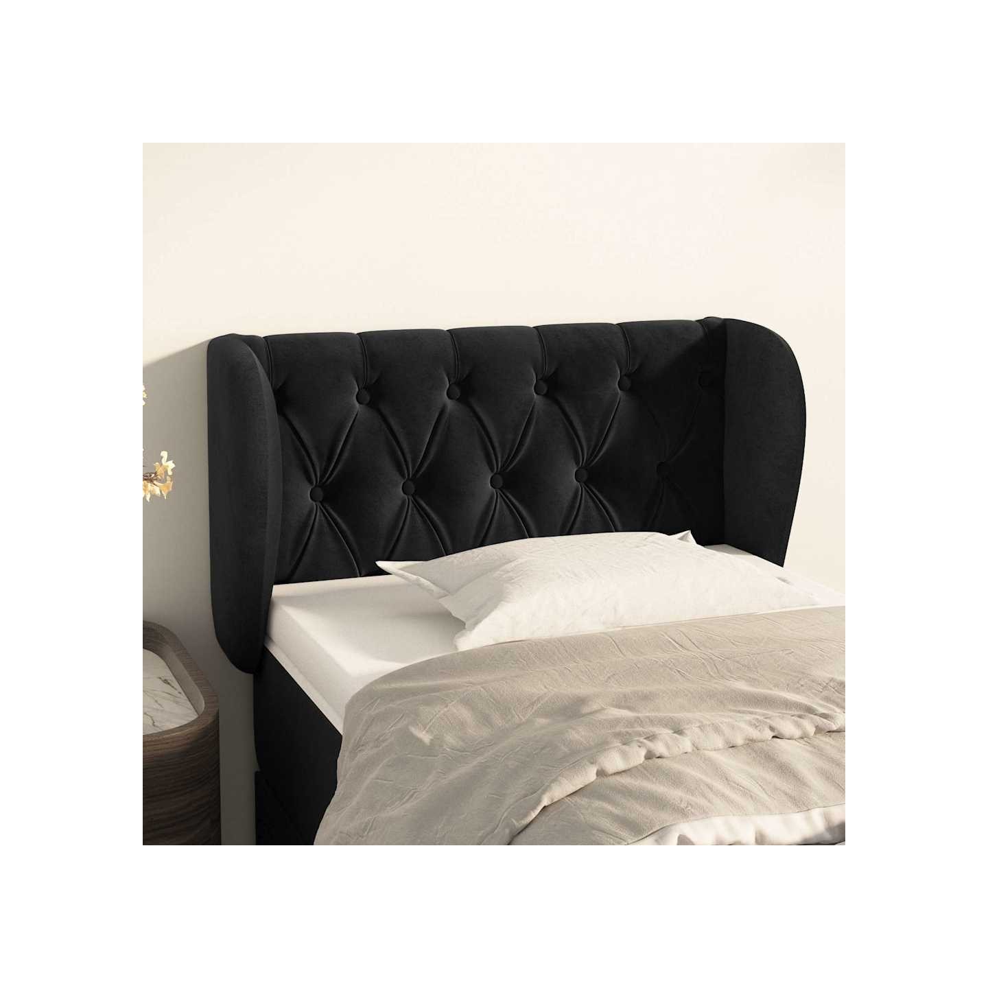 Tête de lit avec oreilles Noir 83x23x78/88 cm Velours