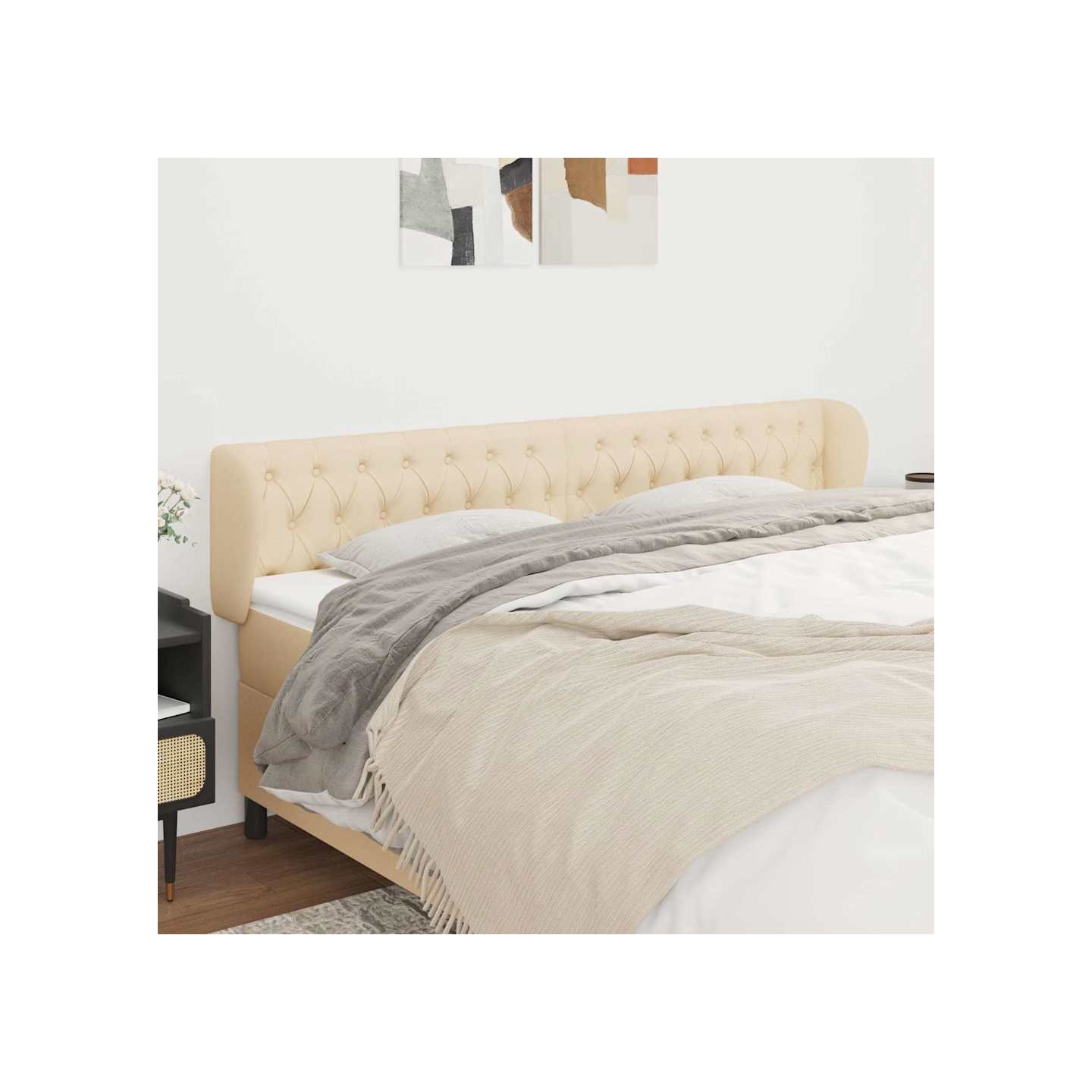 Tête de lit avec oreilles Crème 183x23x78/88 cm Tissu
