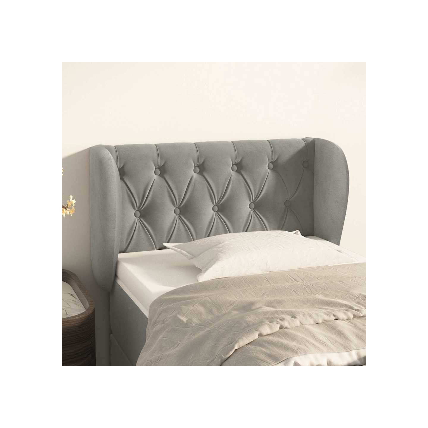 Tête de lit avec oreilles Gris clair 83x23x78/88 cm Velours