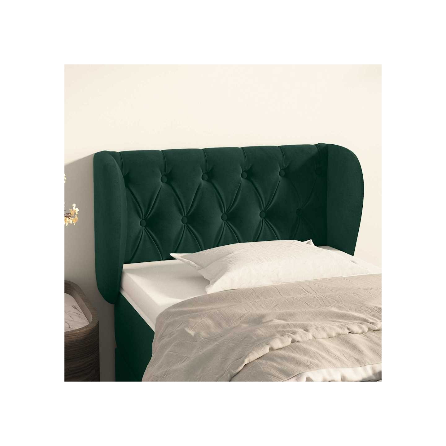 Tête de lit avec oreilles Vert foncé 83x23x78/88 cm Velours