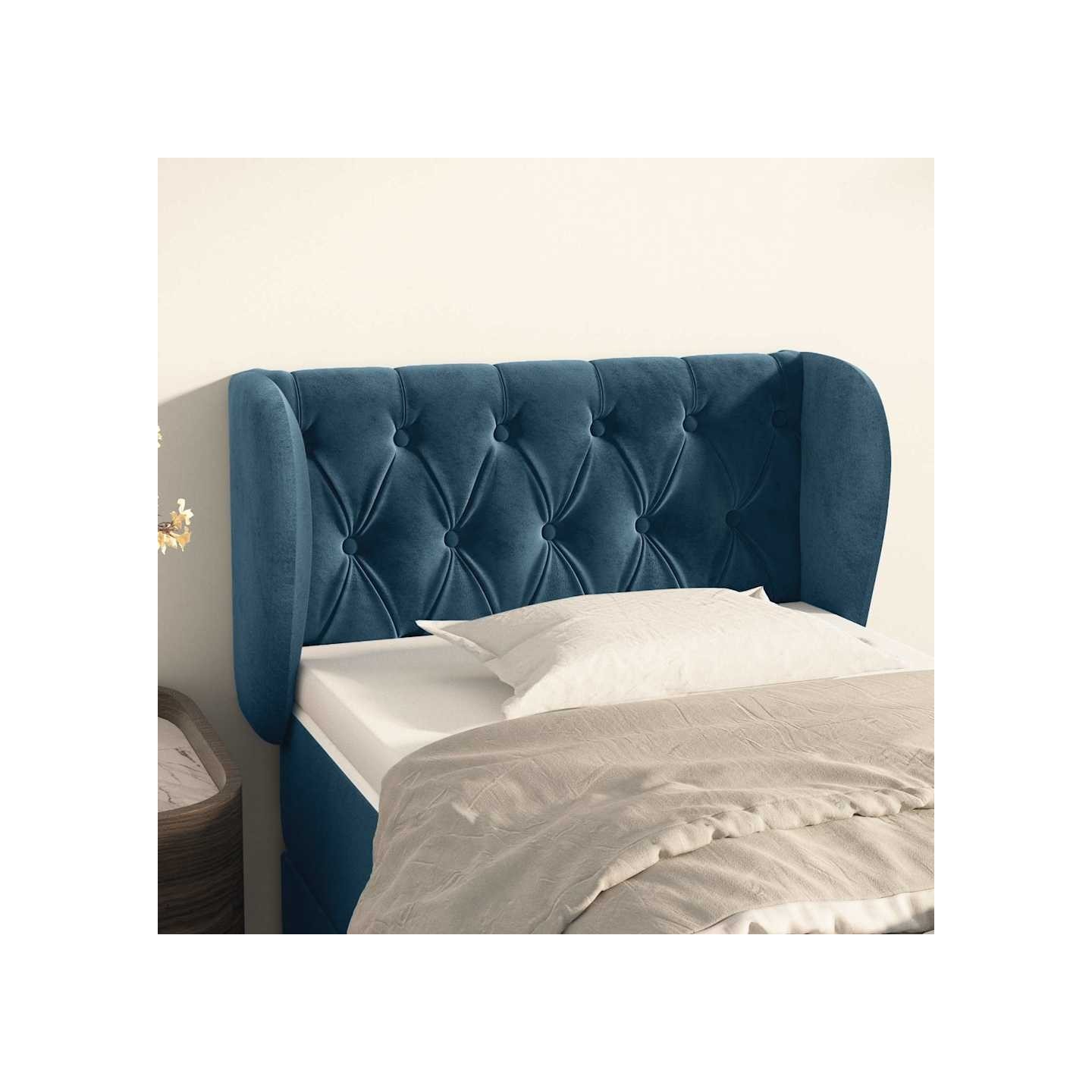 Tête de lit avec oreilles Bleu foncé 83x23x78/88 cm Velours