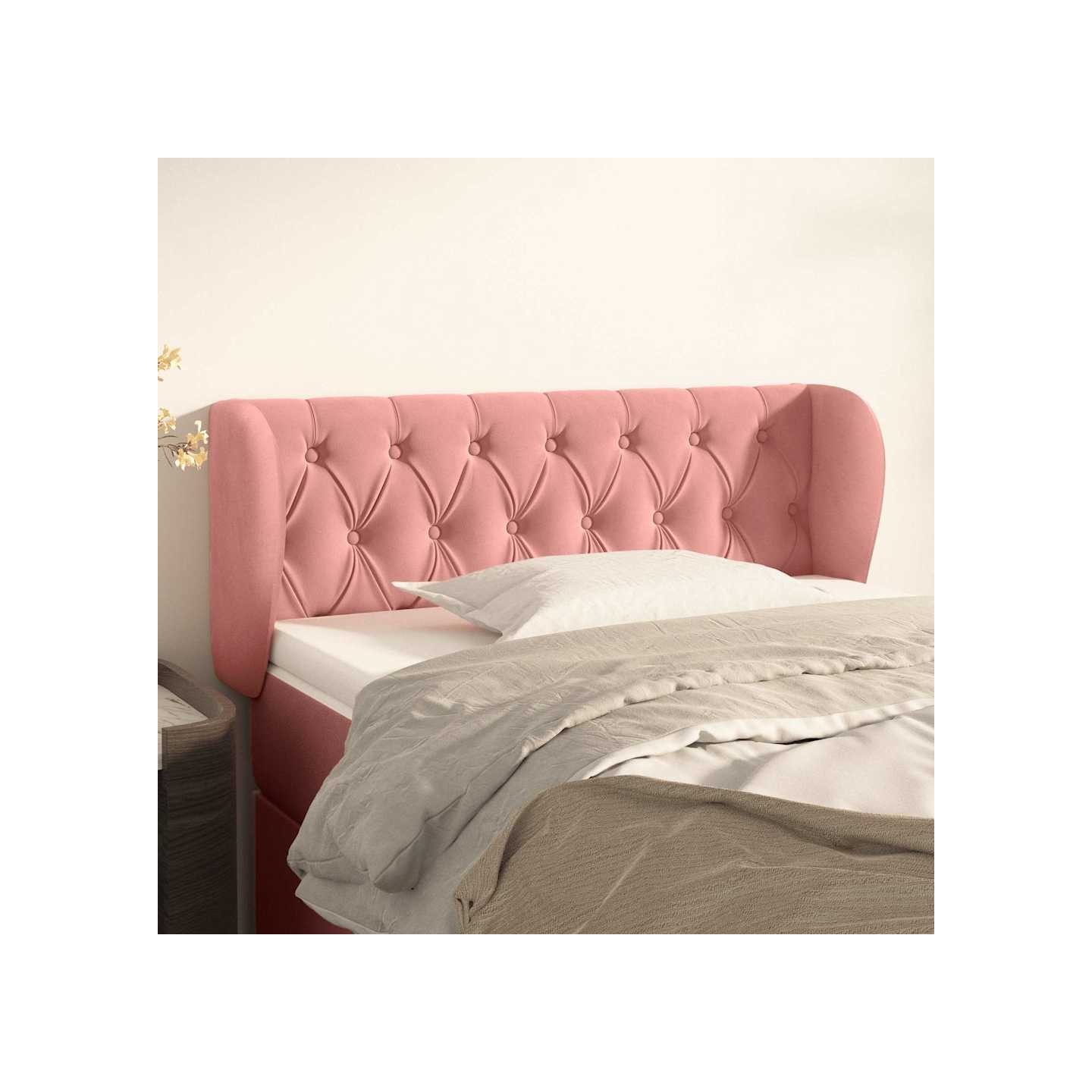 Tête de lit avec oreilles Rose 103x23x78/88 cm Velours