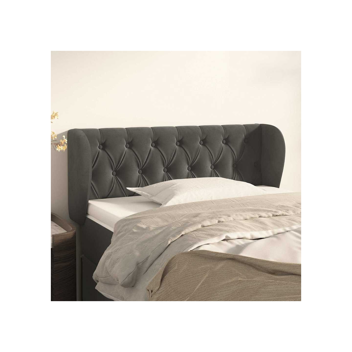 Tête de lit avec oreilles Gris foncé 103x23x78/88 cm Velours