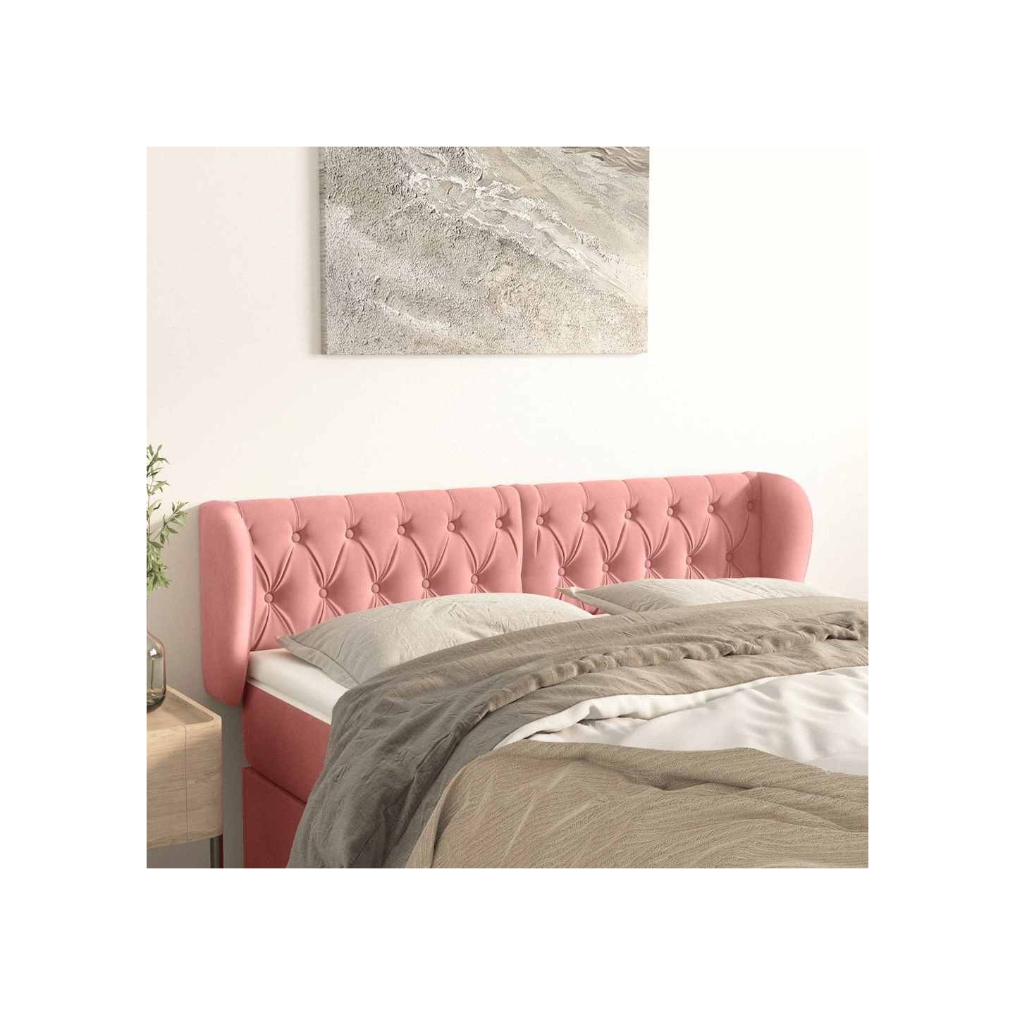 Tête de lit avec oreilles Rose 163x23x78/88 cm Velours