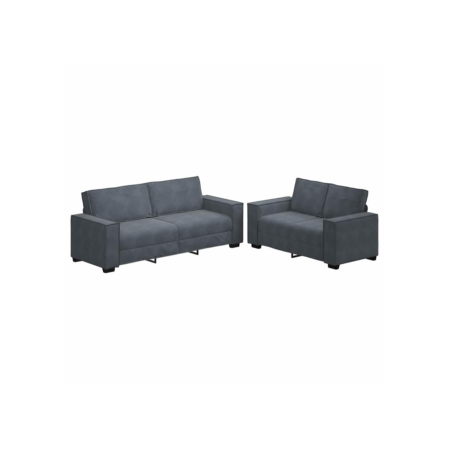 Ensemble canapé 2 pcs avec coussins velours gris foncé