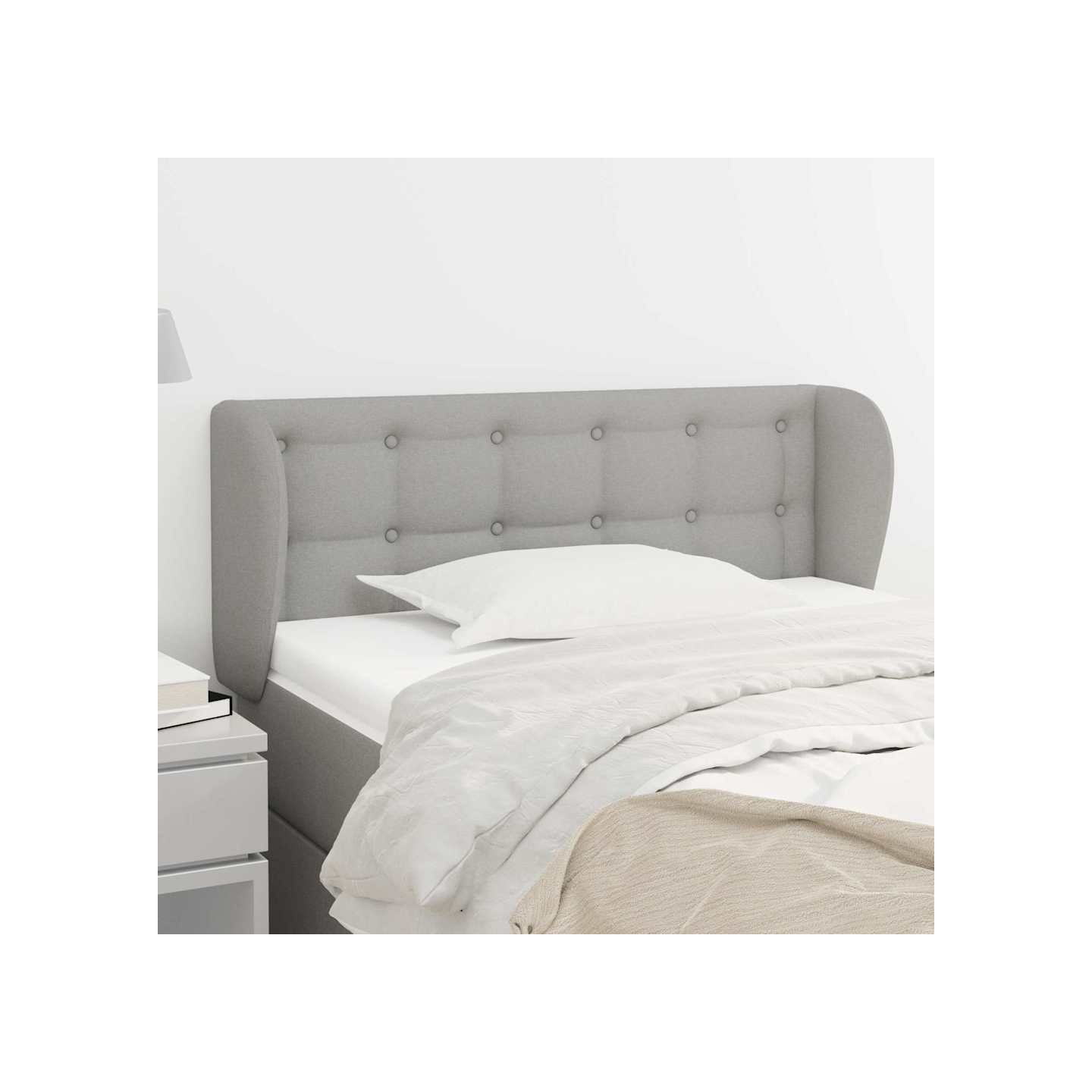 Tête de lit avec oreilles Gris clair 83x23x78/88 cm Tissu