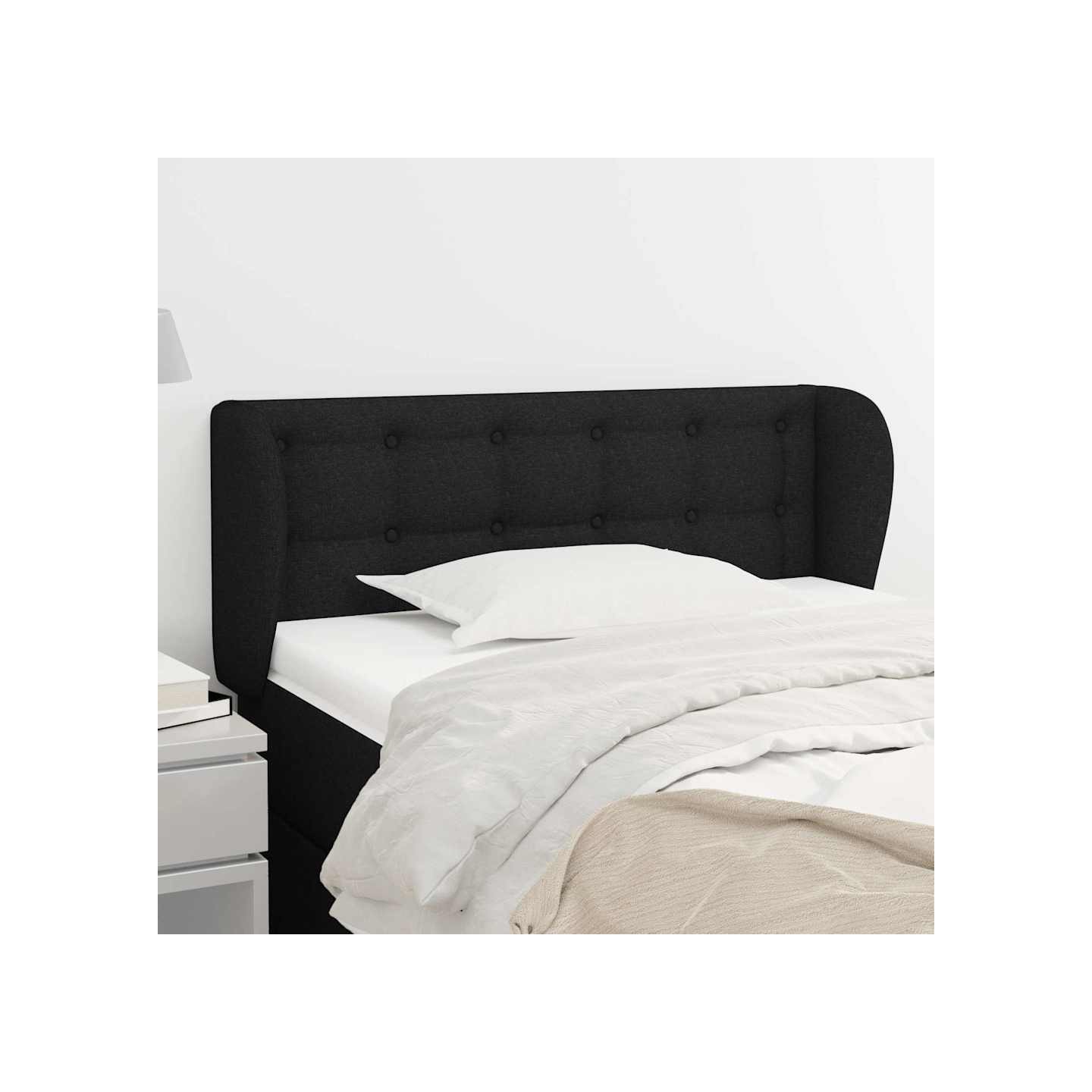 Tête de lit avec oreilles Noir 93x23x78/88 cm Tissu