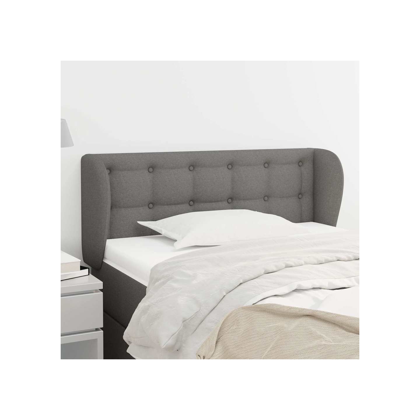 Tête de lit avec oreilles Gris foncé 83x23x78/88 cm Tissu