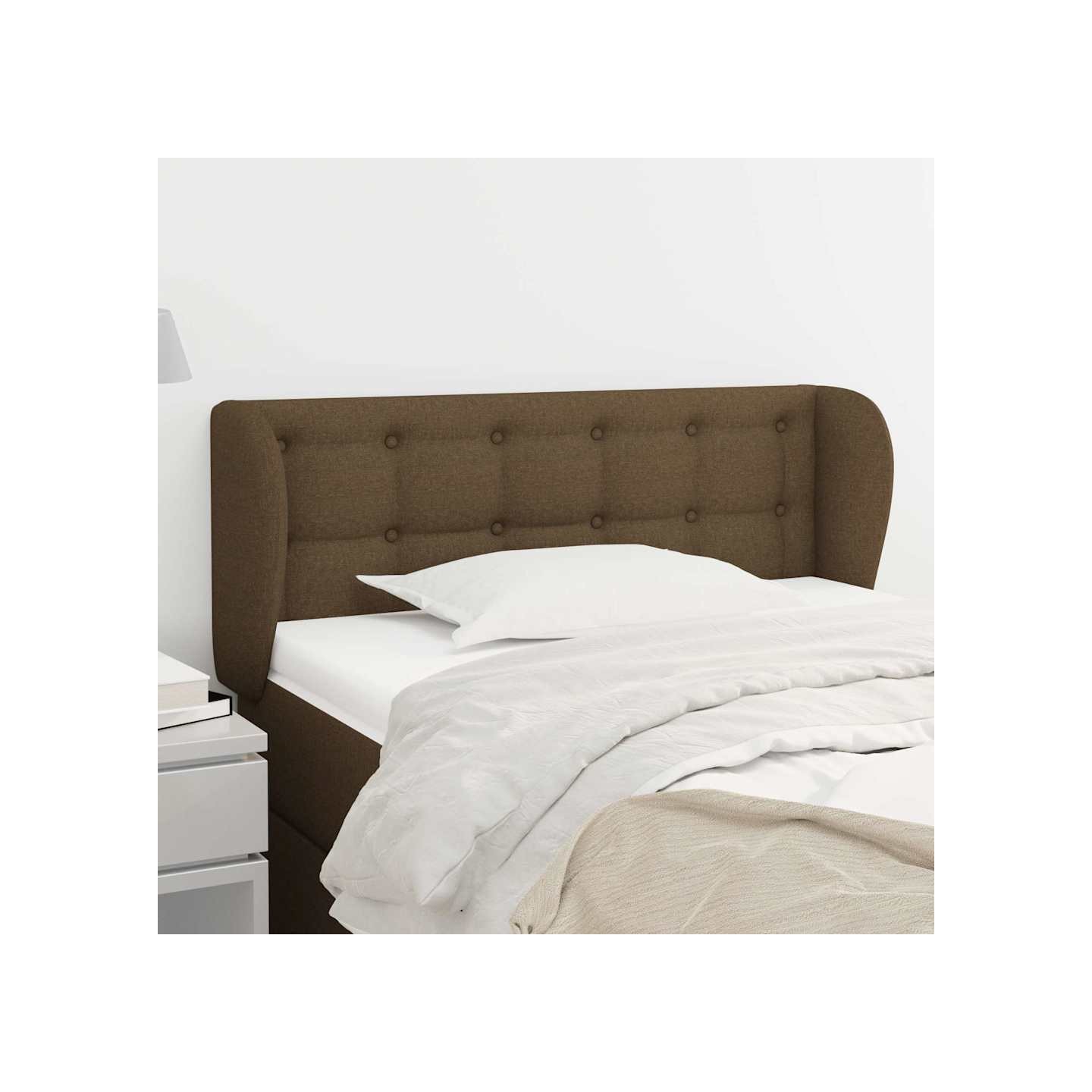 Tête de lit avec oreilles Marron foncé 93x23x78/88 cm Tissu