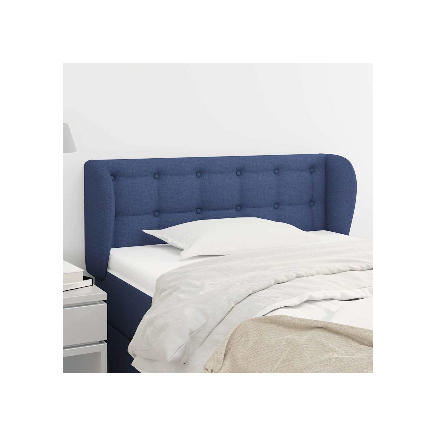 Tête de lit avec oreilles Bleu 93x23x78/88 cm Tissu