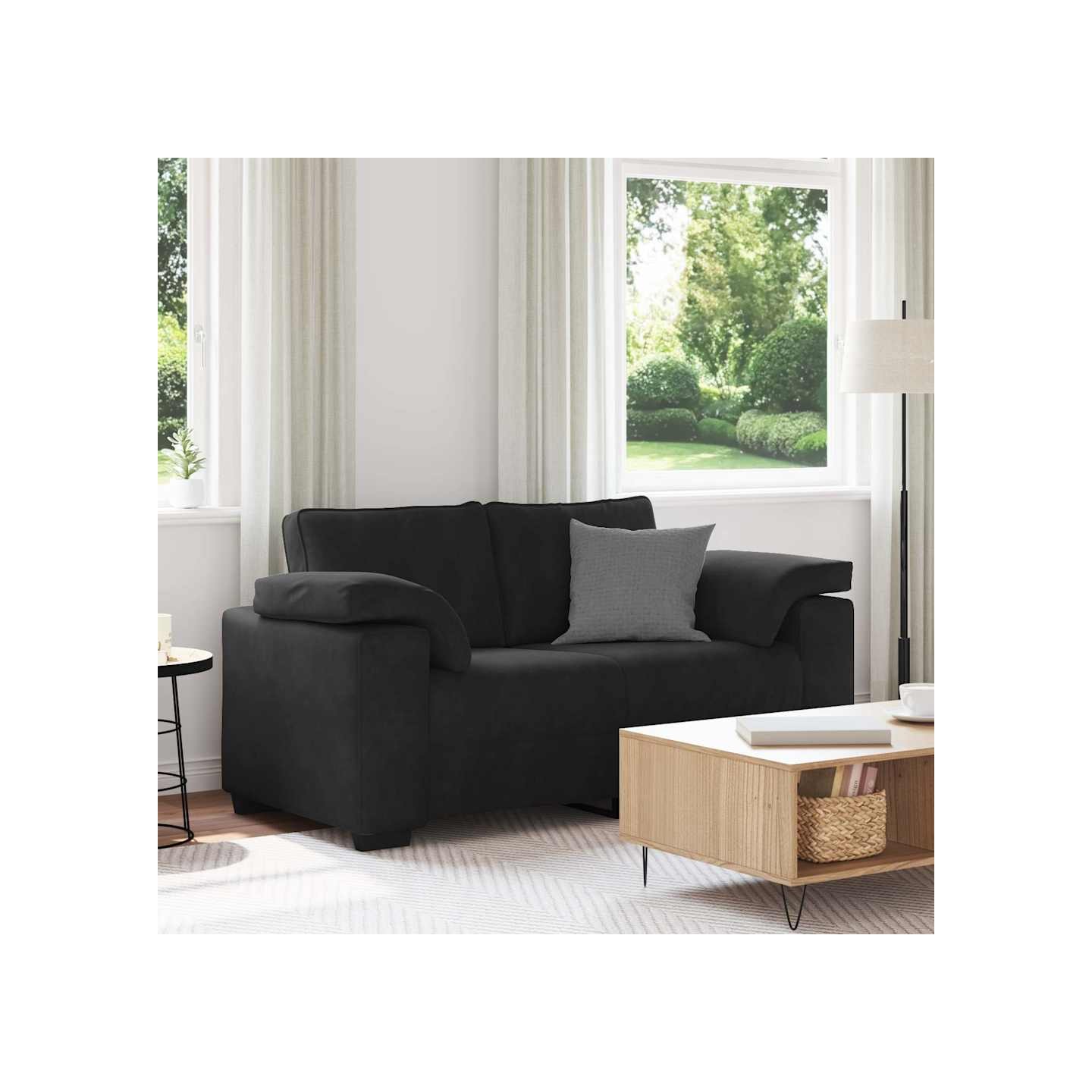 Canapé causeuse noir 160x77x82 cm velours