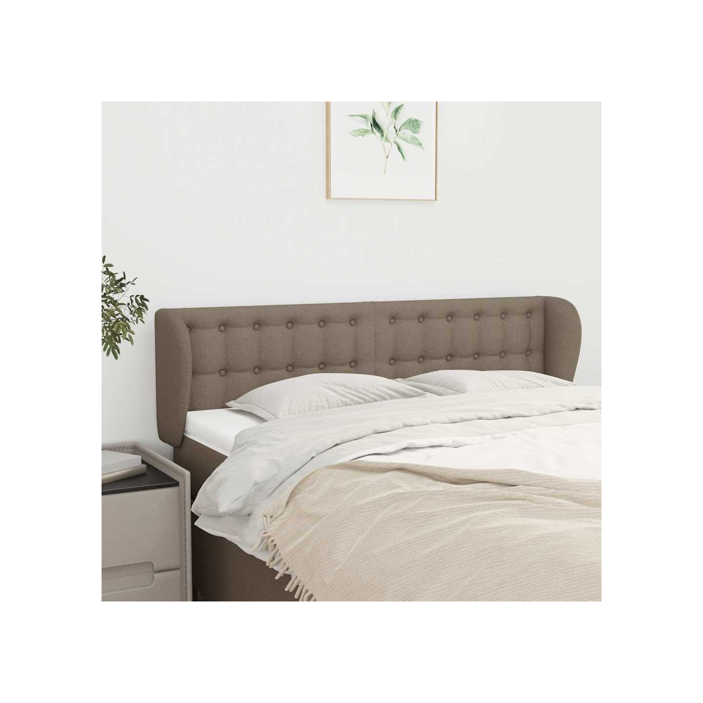 Tête de lit avec oreilles Taupe 147x23x78/88 cm Tissu