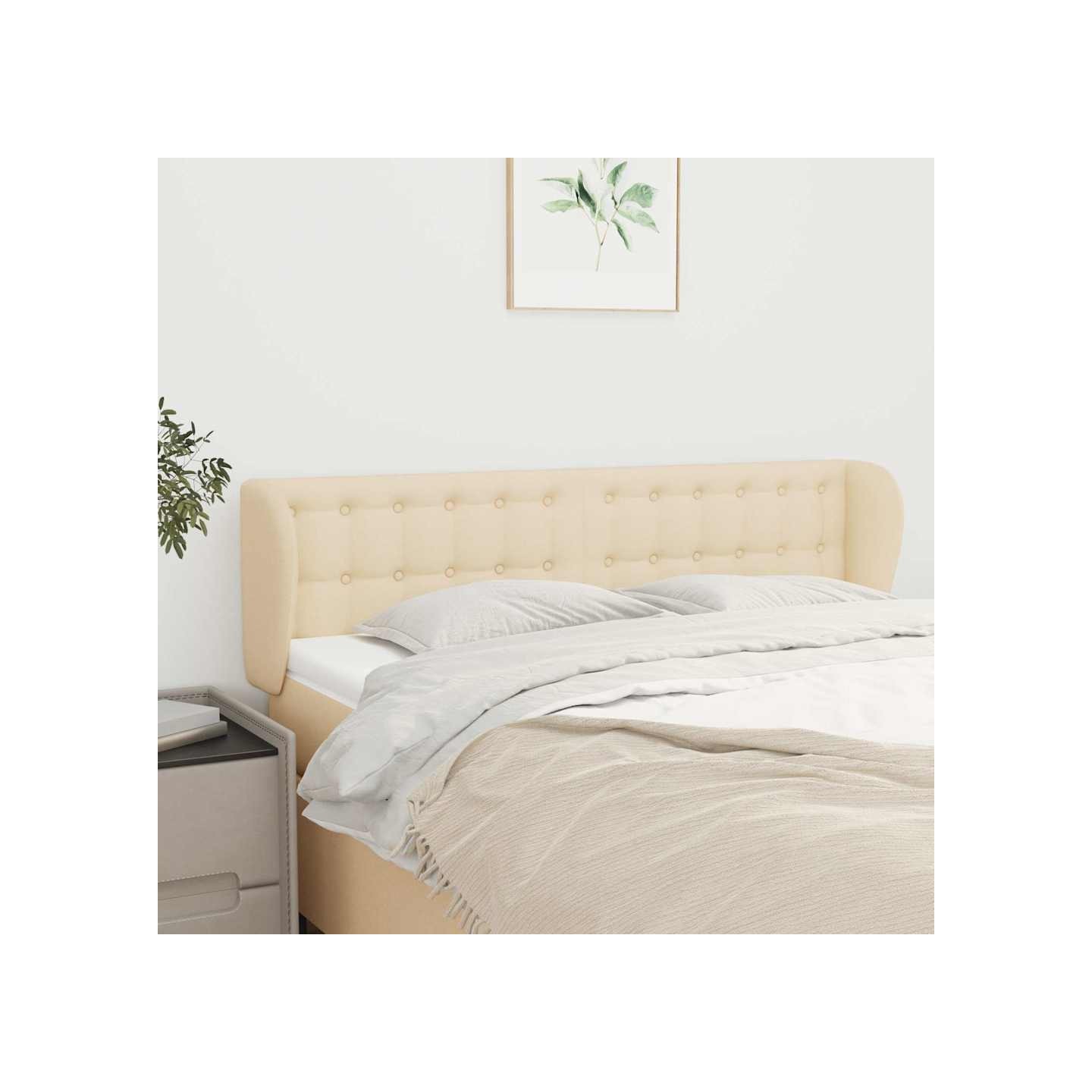 Tête de lit avec oreilles Crème 147x23x78/88 cm Tissu