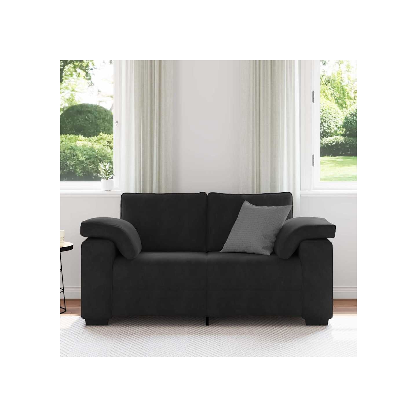 Canapé causeuse noir 160x77x82 cm velours