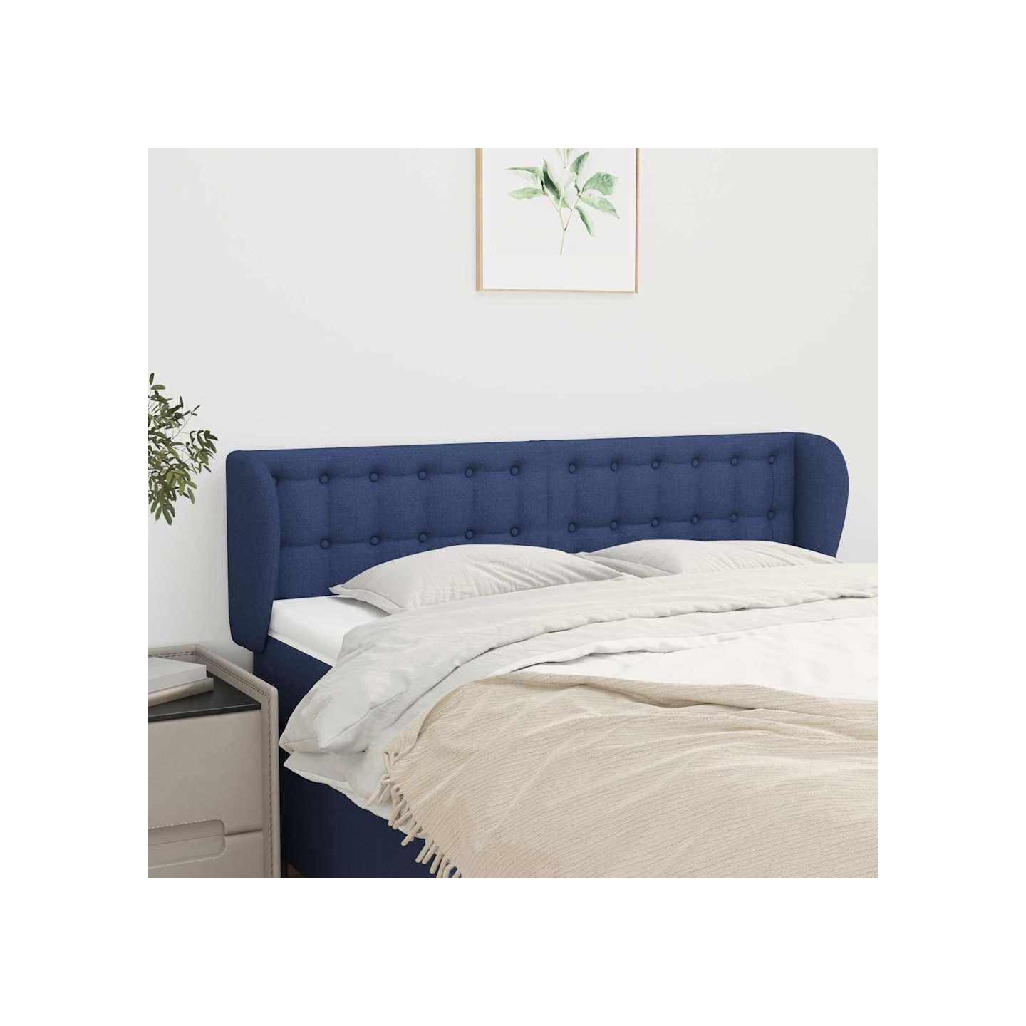 Tête de lit avec oreilles Bleu 147x23x78/88 cm Tissu