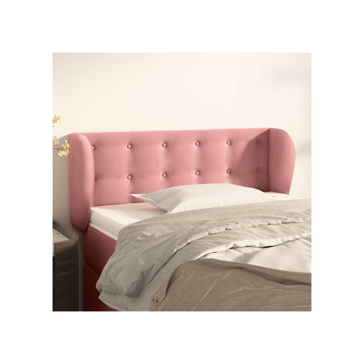 Tête de lit avec oreilles Rose 93x23x78/88 cm Velours