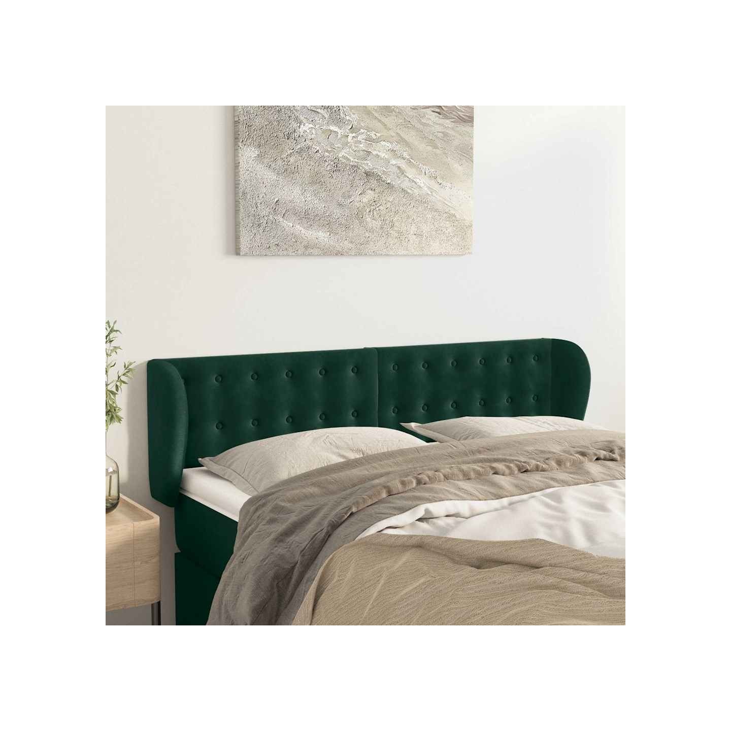 Tête de lit avec oreilles Vert foncé 147x23x78/88 cm Velours