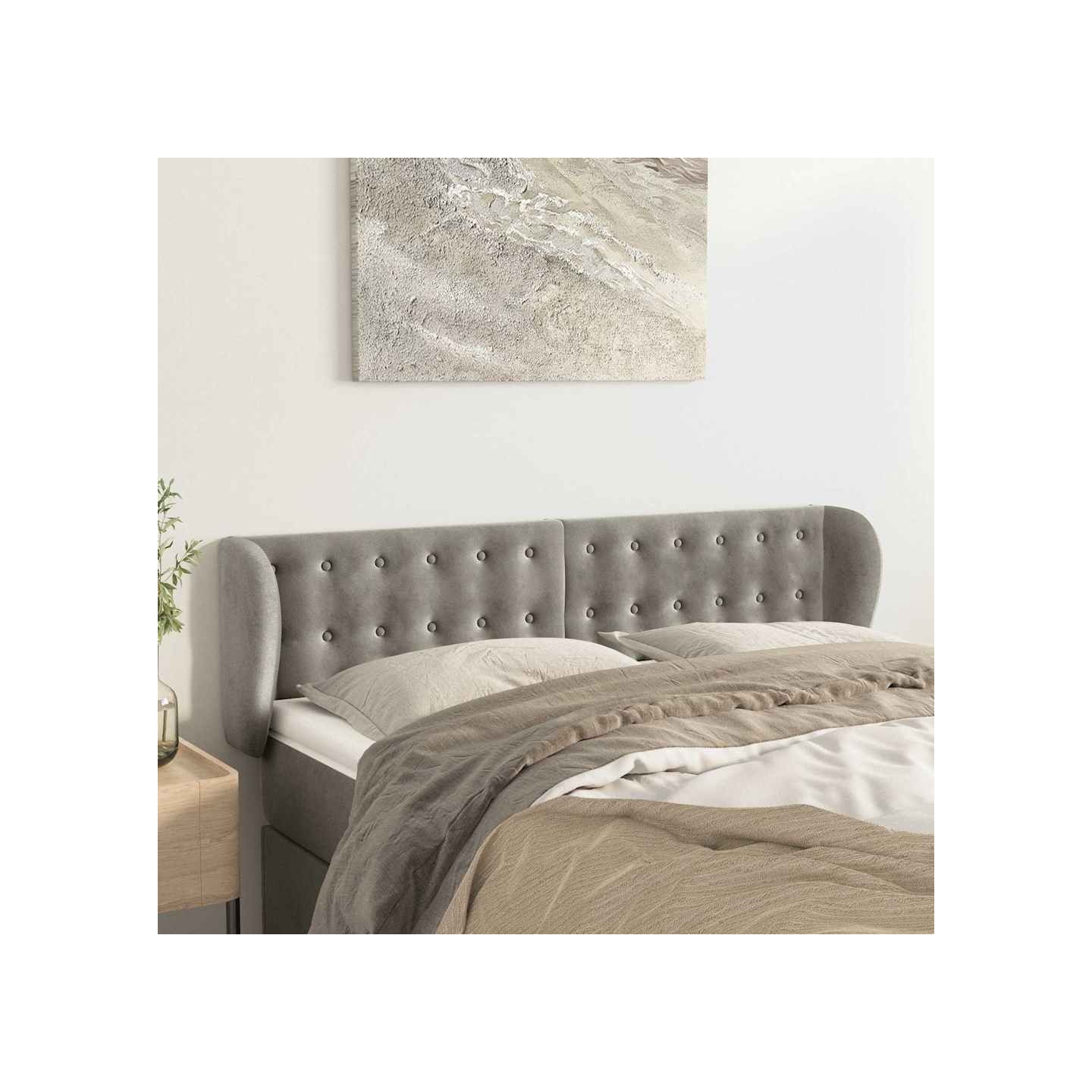 Tête de lit avec oreilles Gris clair 147x23x78/88 cm Velours