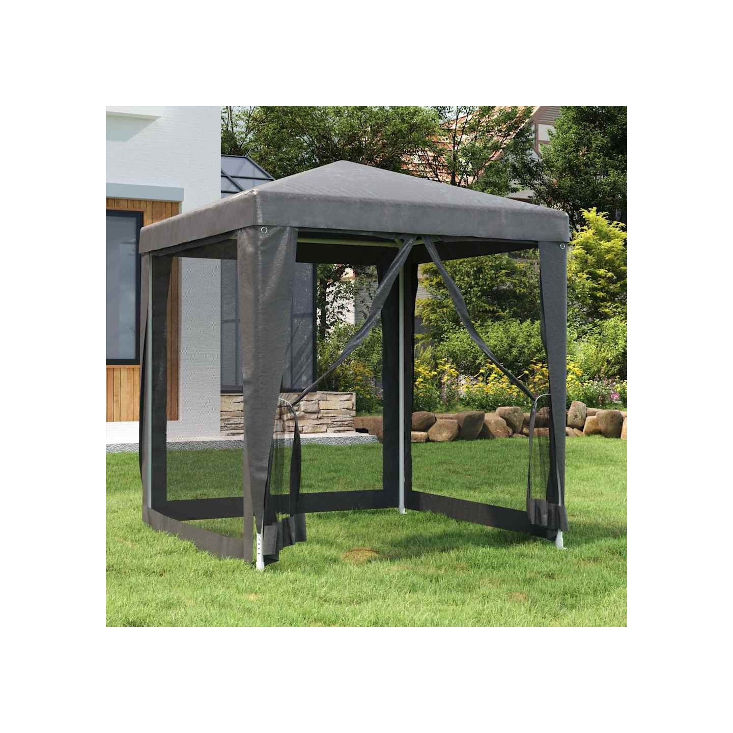 Tente de fête avec 4 parois latérales en maille Anthracite 2x2m