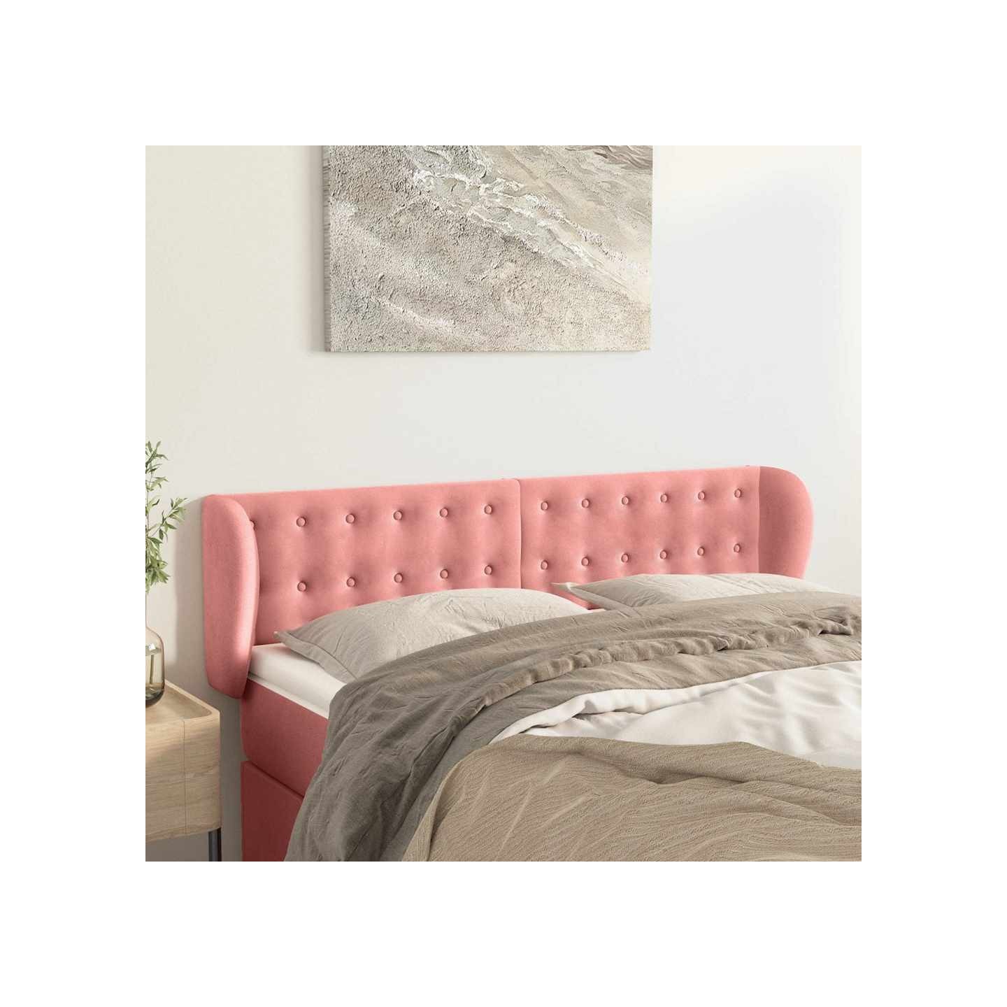 Tête de lit avec oreilles Rose 147x23x78/88 cm Velours