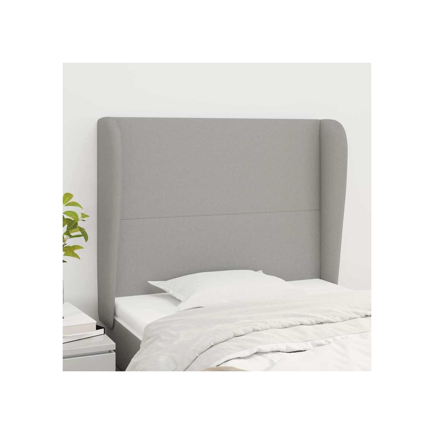 Tête de lit avec oreilles Gris clair 83x23x118/128 cm Tissu
