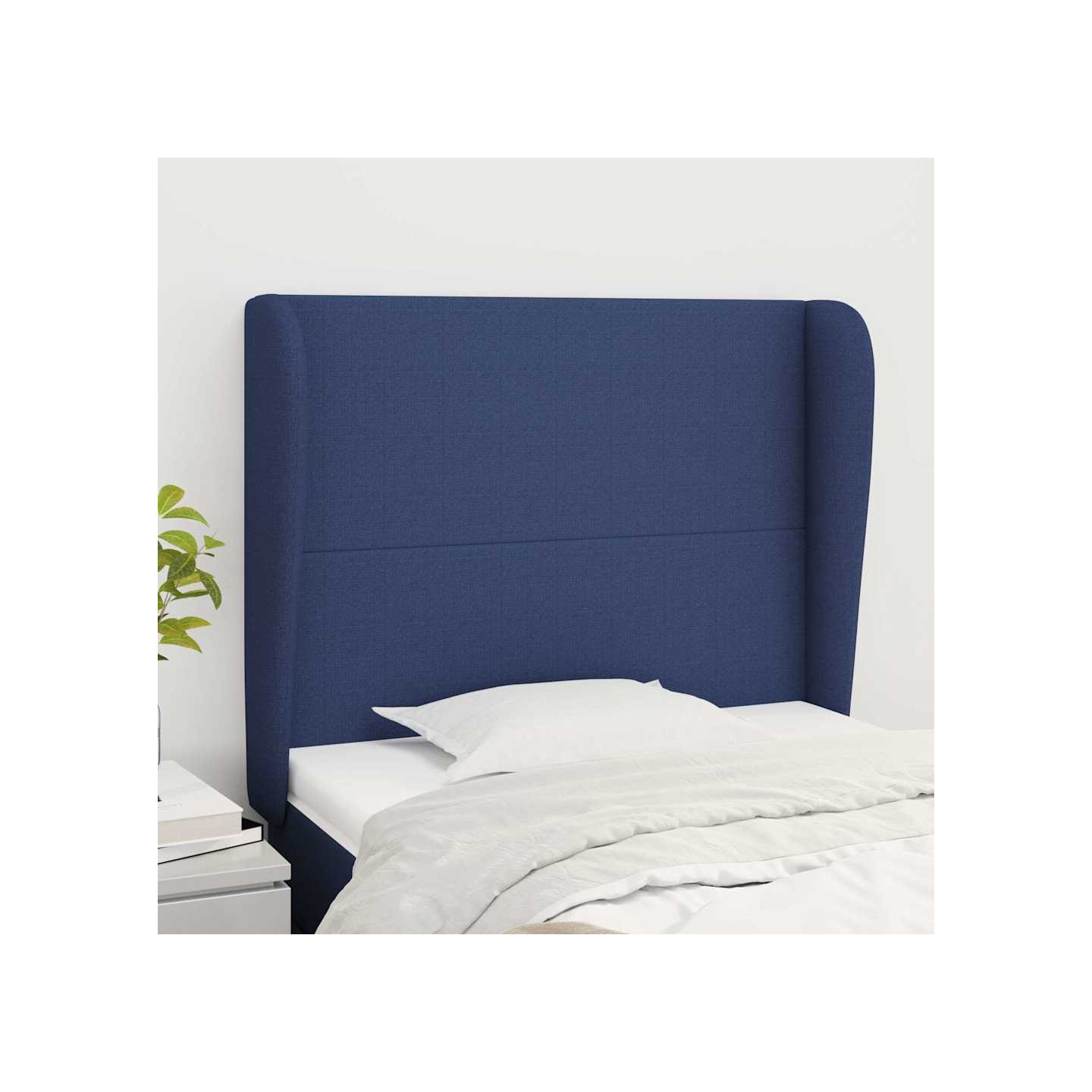 Tête de lit avec oreilles Bleu 93x23x118/128 cm Tissu