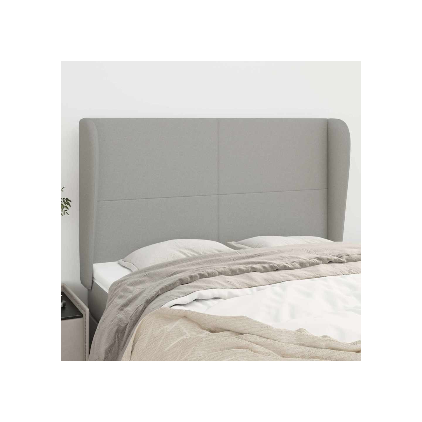 Tête de lit avec oreilles Gris clair 147x23x118/128 cm Tissu