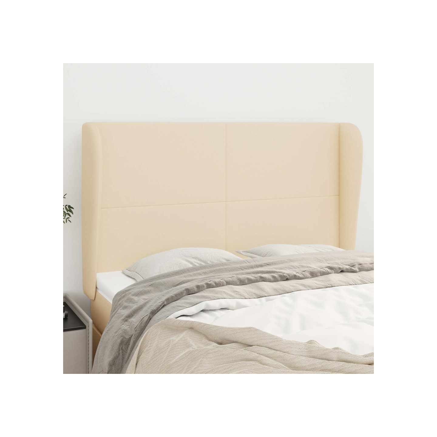 Tête de lit avec oreilles Crème 147x23x118/128 cm Tissu