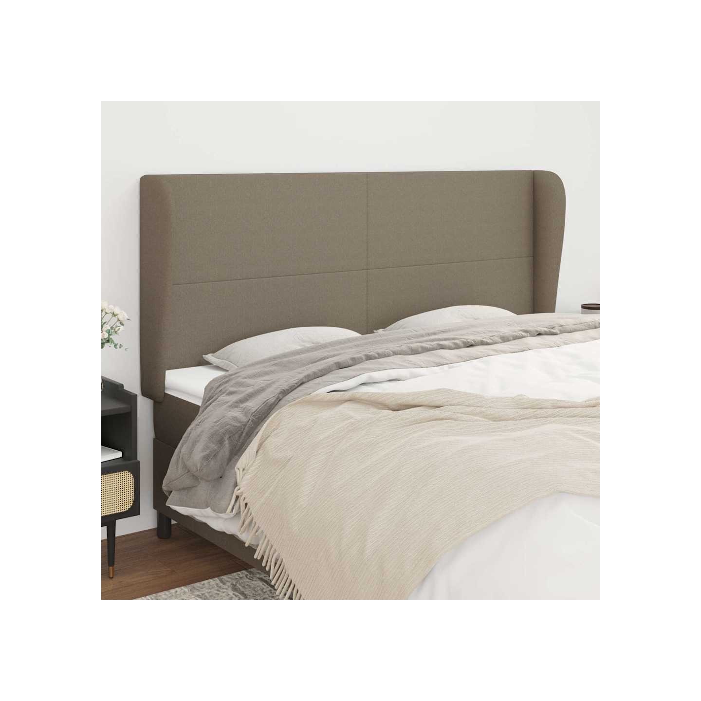 Tête de lit avec oreilles Taupe 163x23x118/128 cm Tissu