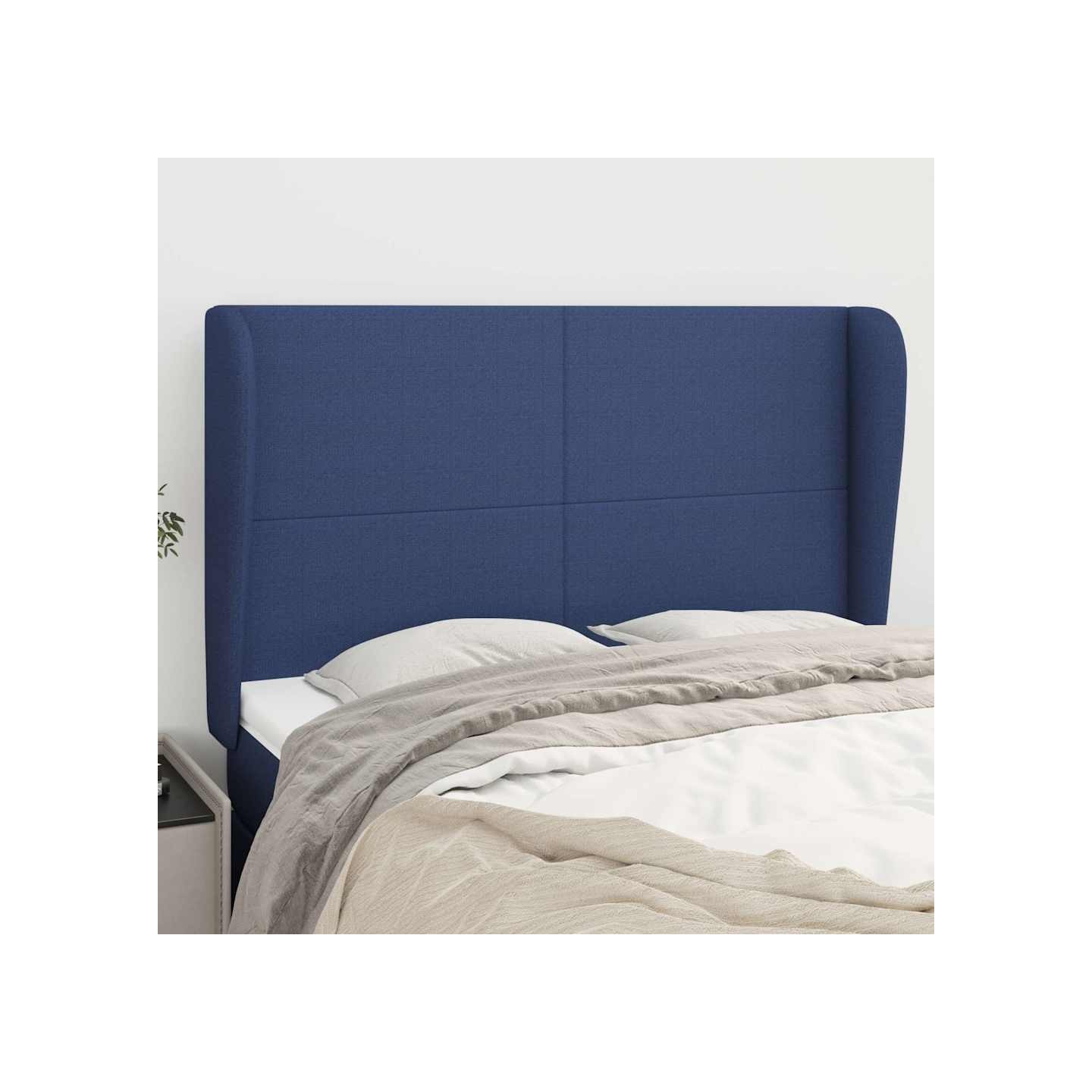 Tête de lit avec oreilles Bleu 147x23x118/128 cm Tissu