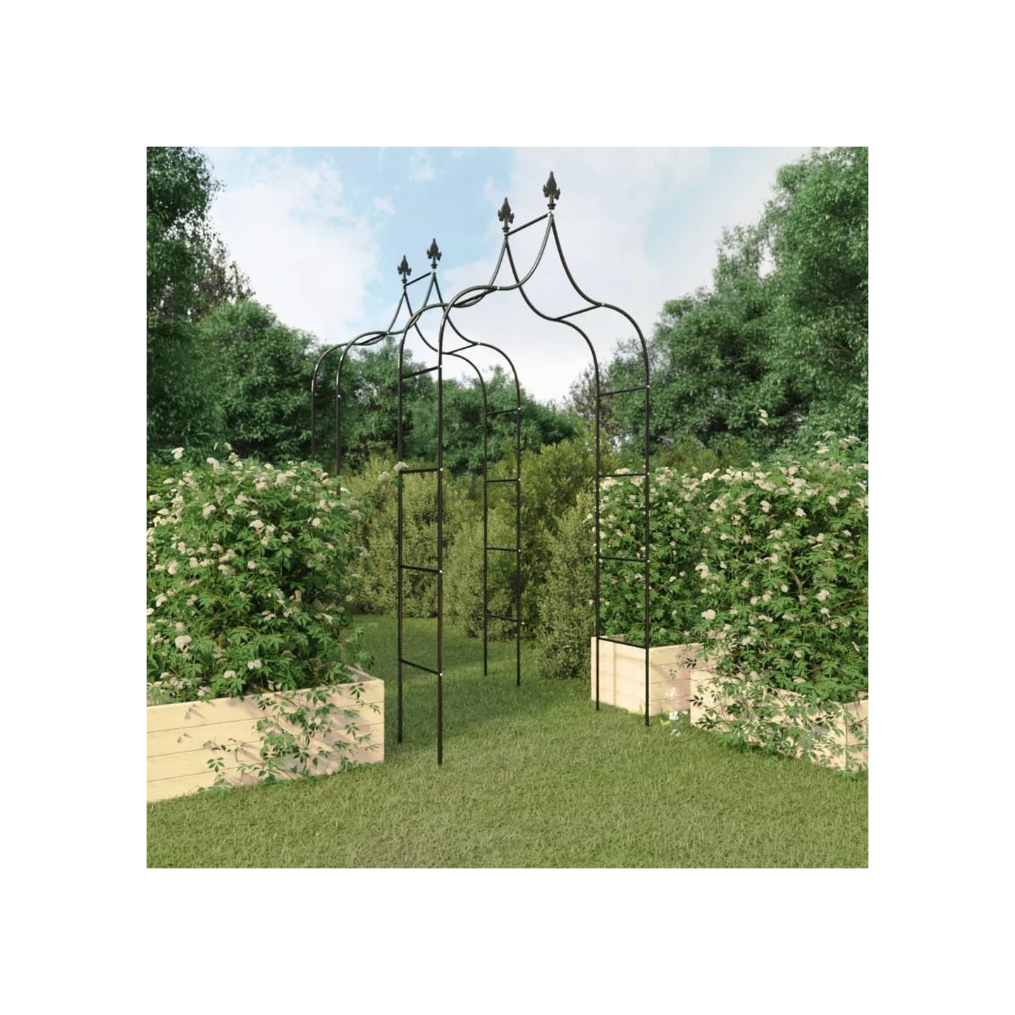 Arches de jardin 2 pcs Noir 120x38x260 cm Acier
