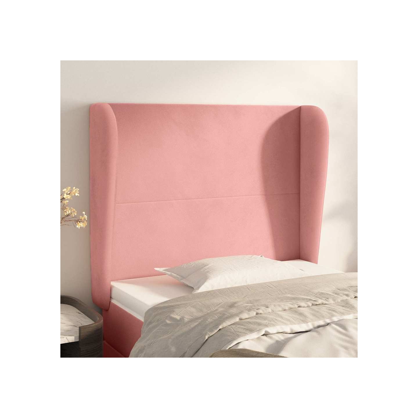Tête de lit avec oreilles Rose 83x23x118/128 cm Velours
