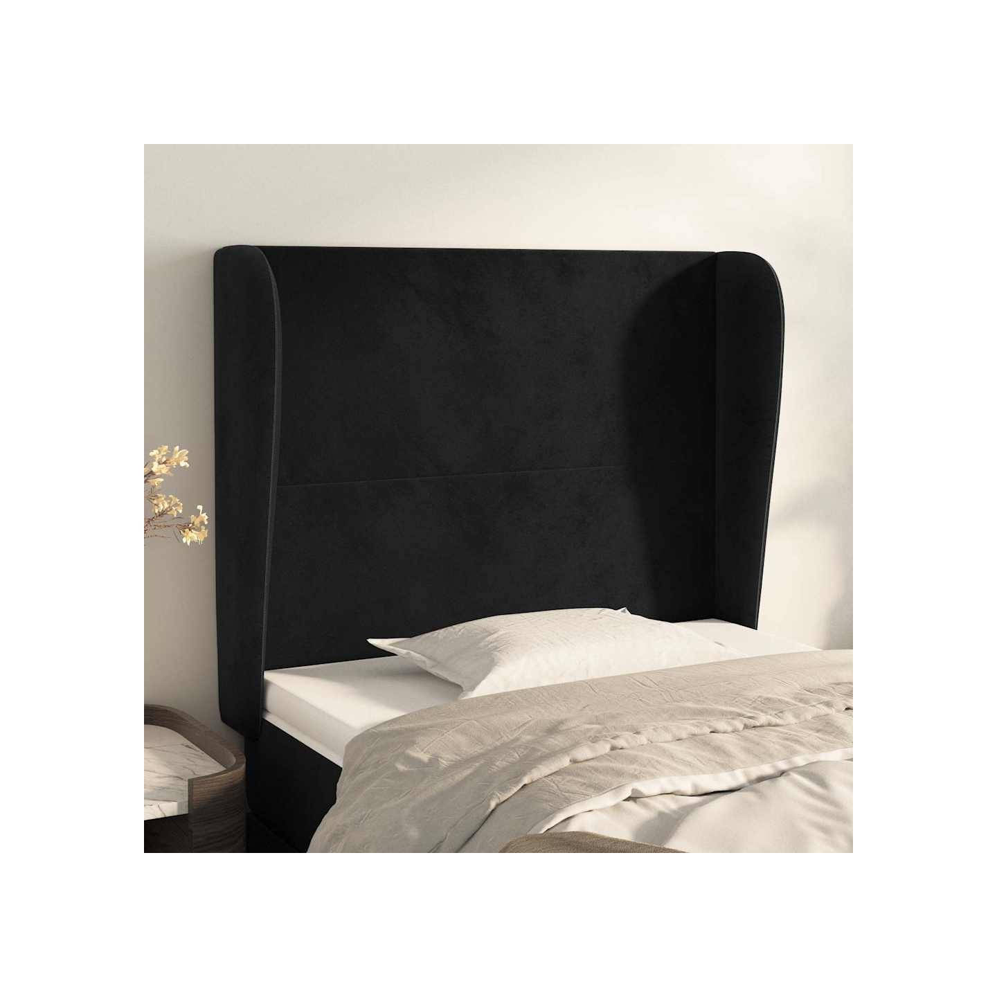 Tête de lit avec oreilles Noir 103x23x118/128 cm Velours