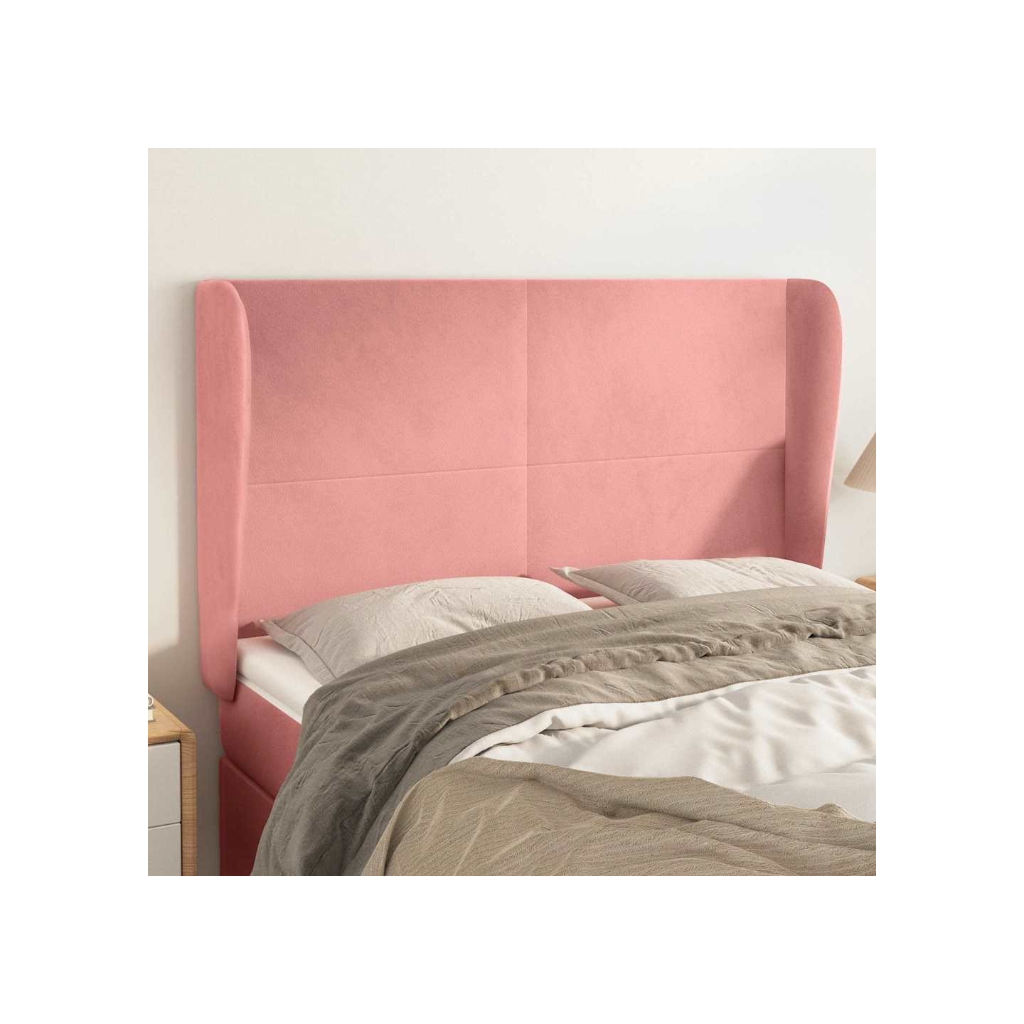 Tête de lit avec oreilles Rose 147x23x118/128 cm Velours