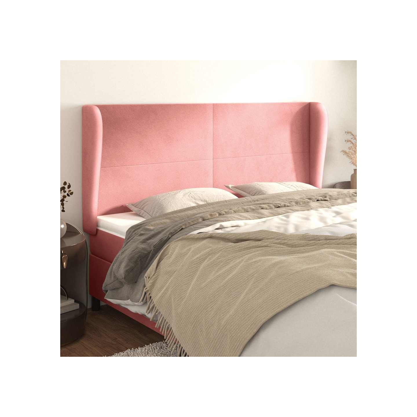 Tête de lit avec oreilles Rose 183x23x118/128 cm Velours