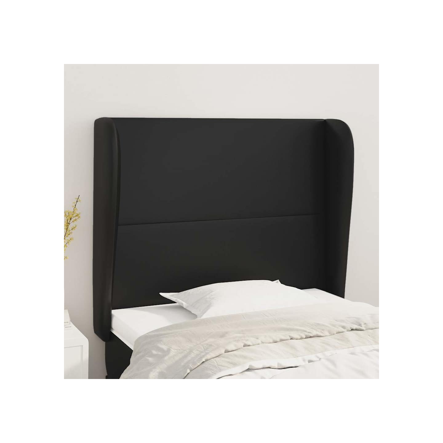 Tête de lit avec oreilles Noir 83x23x118/128 cm Similicuir