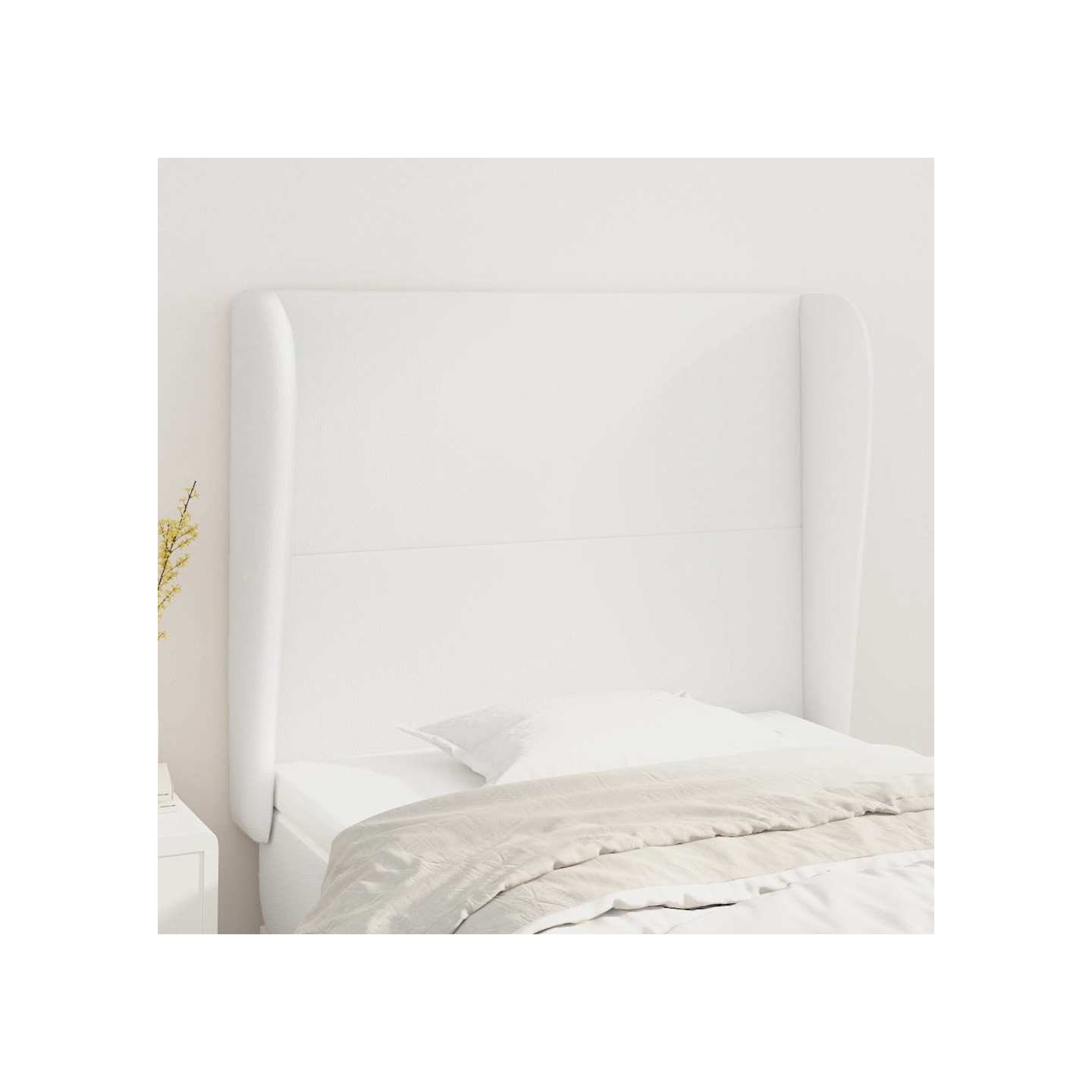 Tête de lit avec oreilles Blanc 93x23x118/128 cm Similicuir