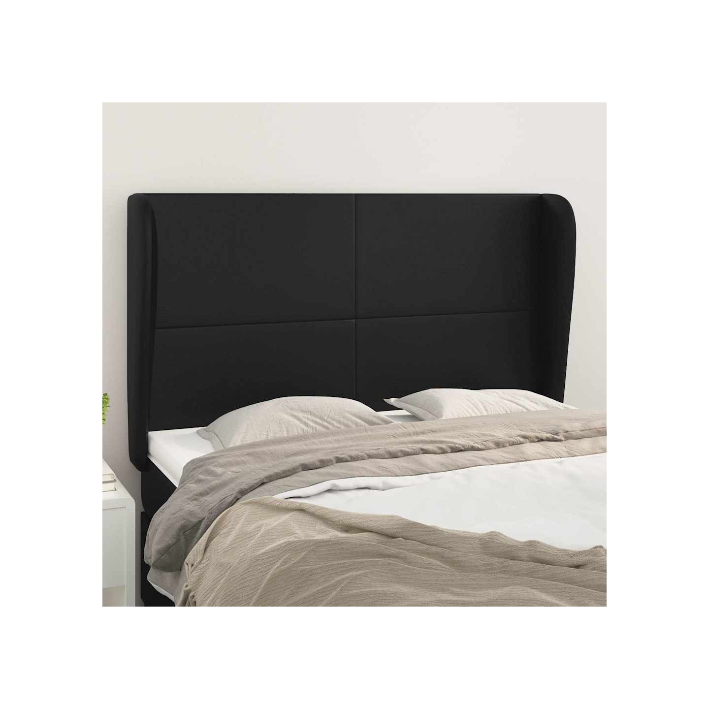 Tête de lit avec oreilles Noir 147x23x118/128 cm Similicuir