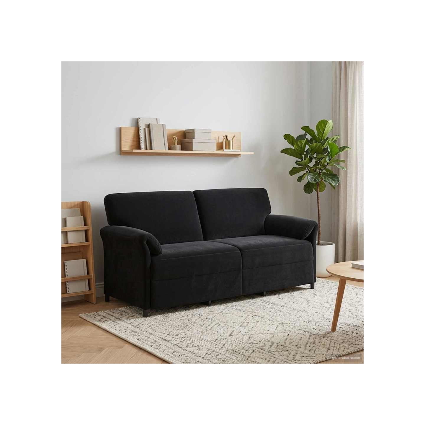 Sofa 3 places Noir 198 x 83 x 95 cm Velours