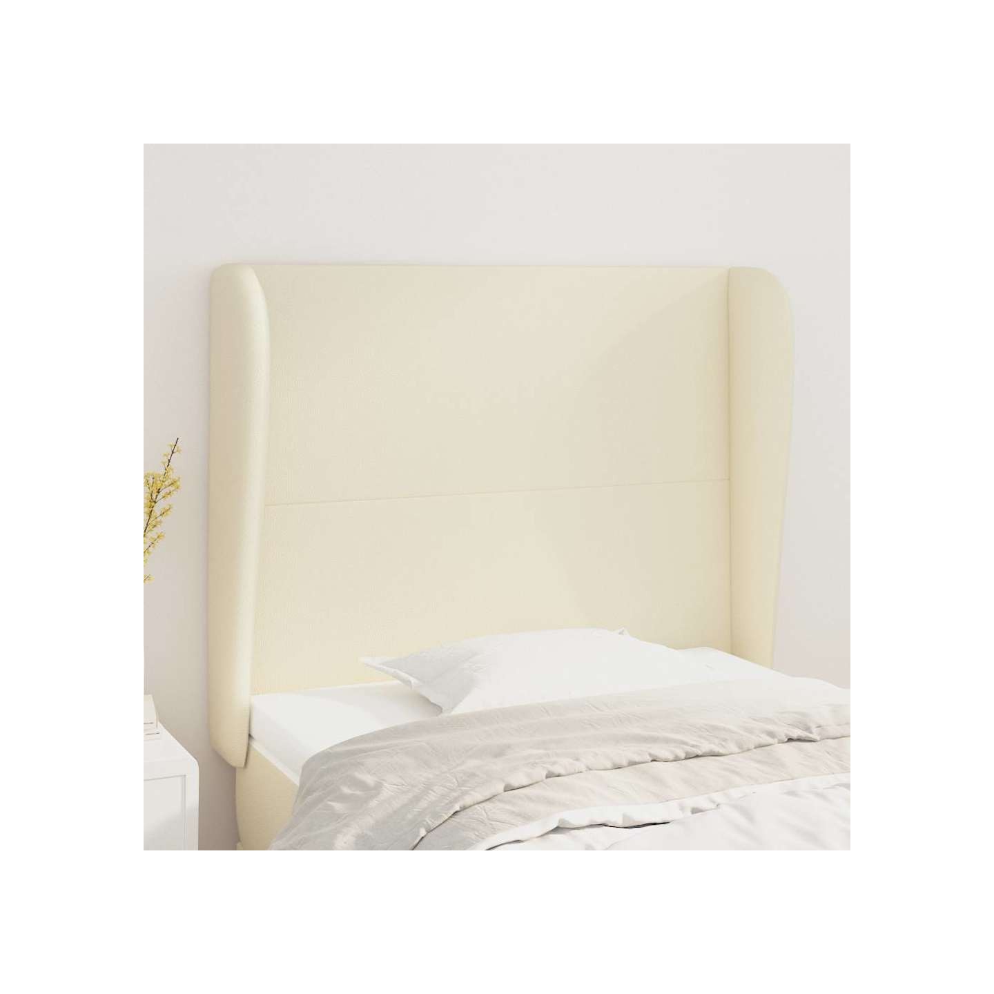 Tête de lit avec oreilles Crème 93x23x118/128 cm Similicuir
