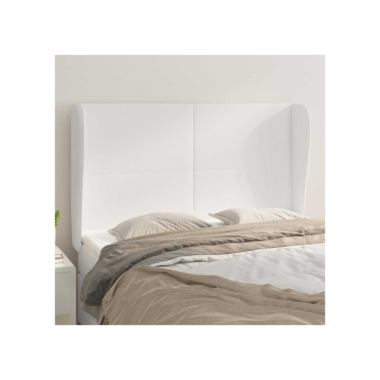 Tête de lit avec oreilles Blanc 147x23x118/128 cm Similicuir