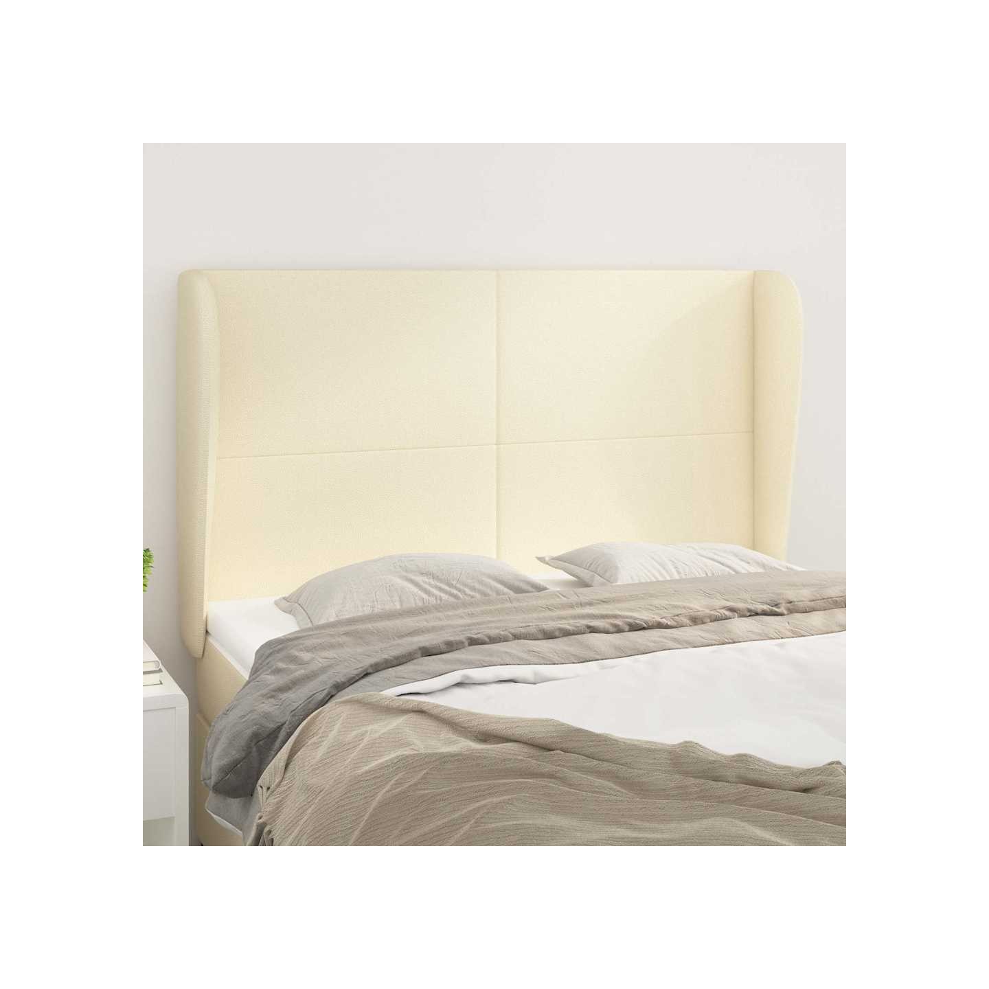 Tête de lit avec oreilles Crème 147x23x118/128 cm Similicuir