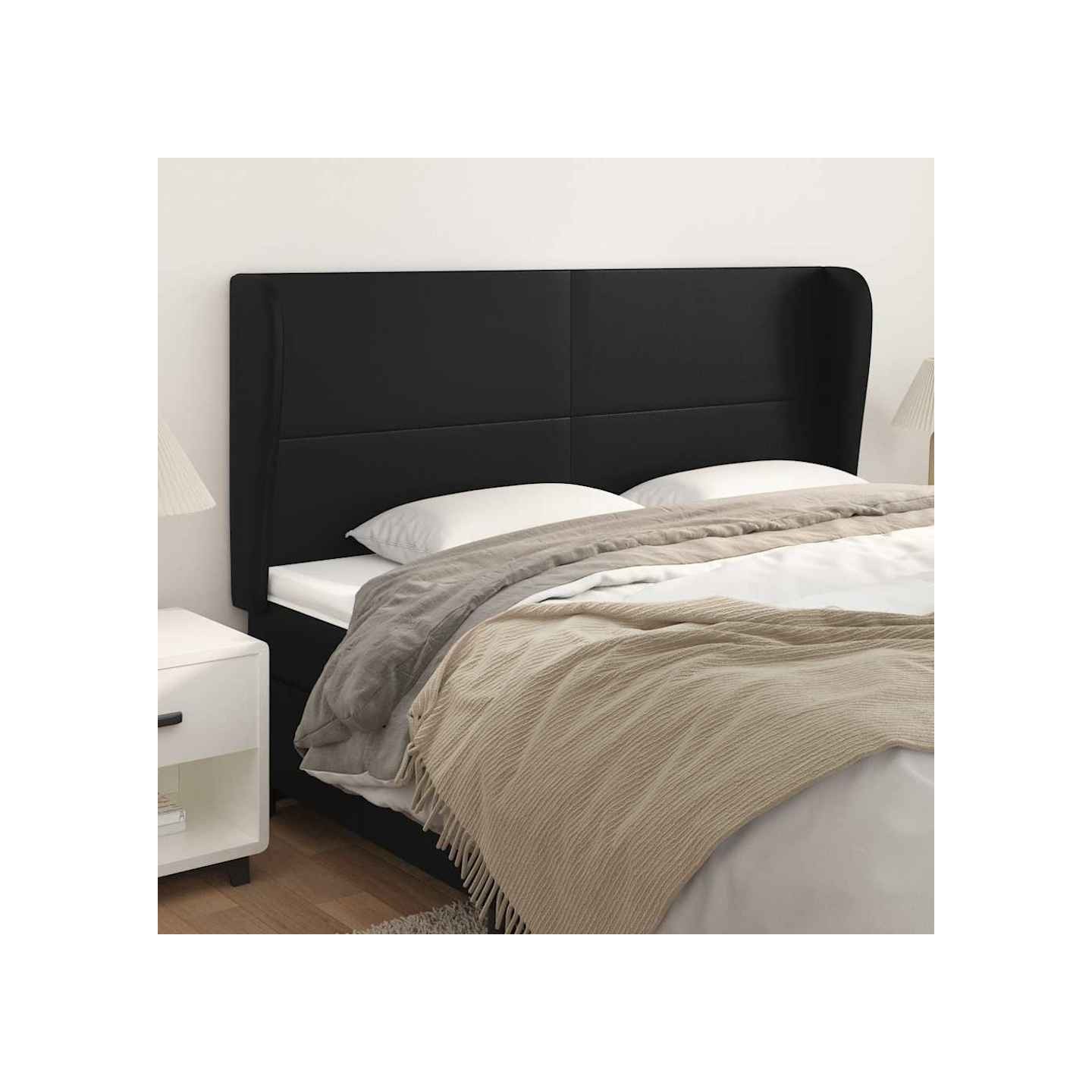 Tête de lit avec oreilles Noir 203x23x118/128 cm Similicuir