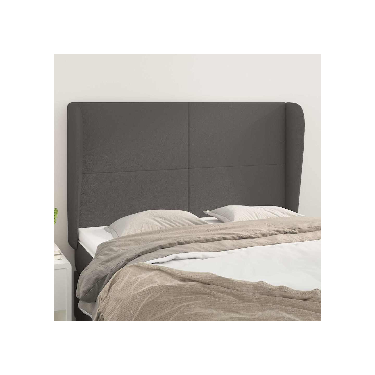 Tête de lit avec oreilles Gris 147x23x118/128 cm Similicuir