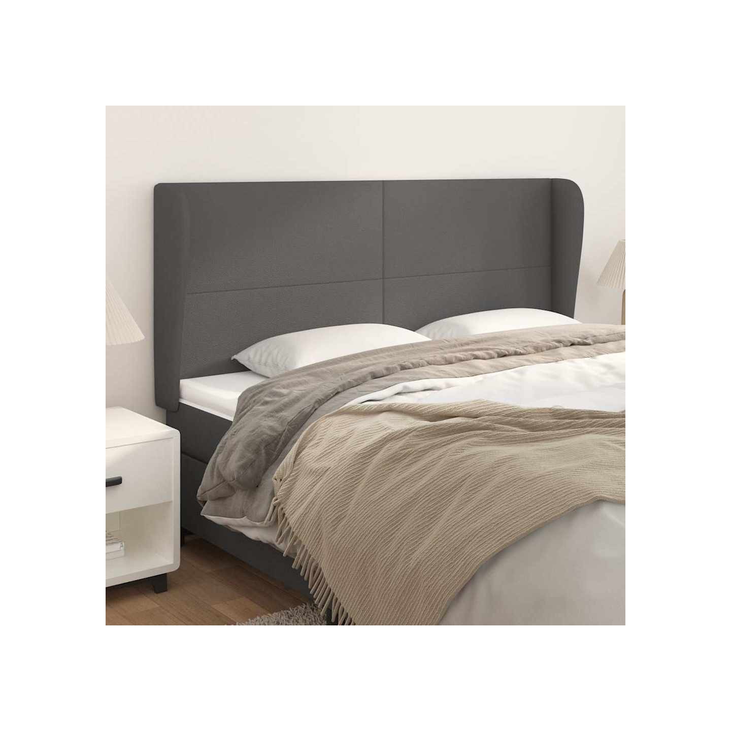 Tête de lit avec oreilles Gris 183x23x118/128 cm Similicuir