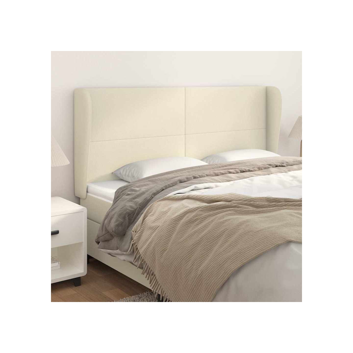 Tête de lit avec oreilles Crème 203x23x118/128 cm Similicuir